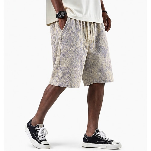 Herren Shorts Freizeitshorts Shorts mit Struktur Tasche Elastischer Bund Einfach Abstrakt Komfort Atmungsaktiv Knielang Lässig Outdoor Strand Urlaub Mode Rosa Aprikose Dehnbar Image