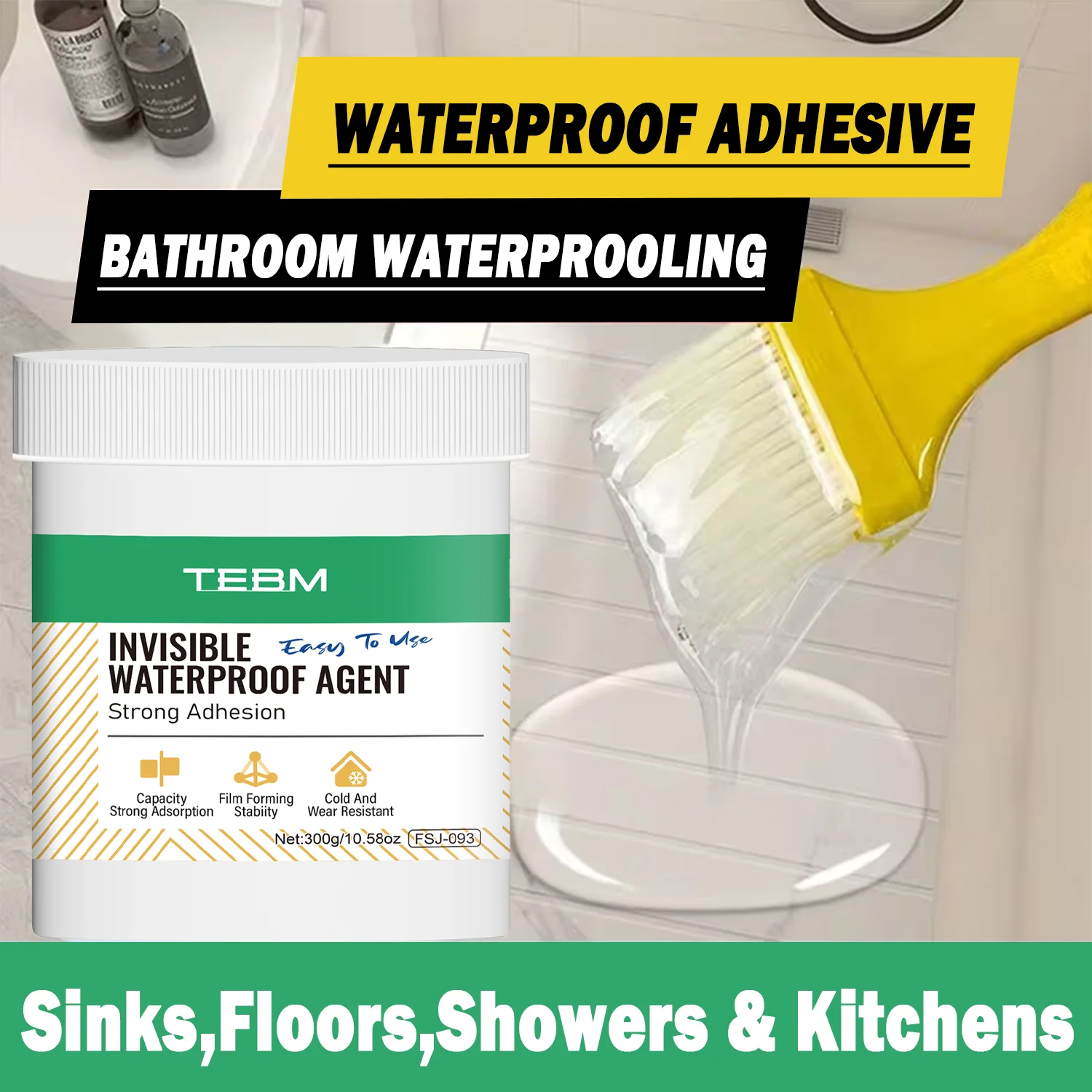Unsichtbarer wasserdichter Kleber, stark haftend, transparenter Reparaturkleber, 100 g/300 g/500 g, Leckdichtmittel für Dach, Badezimmer, Fliesen, Fenster