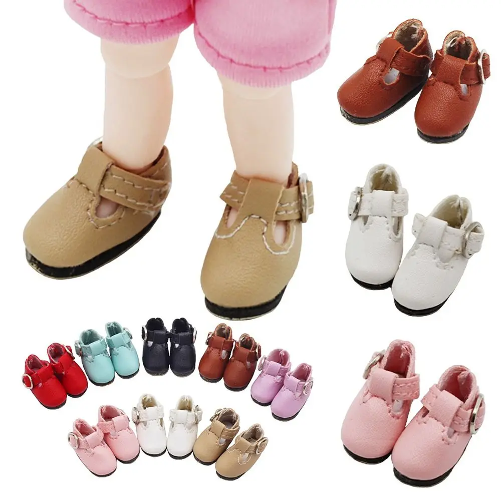 2,8 cm * 1,2 cm BJD-Puppenschuhe aus PU-Leder, Mini-Größe, mehrfarbige T-förmige Knopf-Puppensandalen, 1/6 BJD
