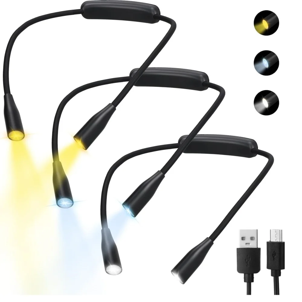 1 lampe de lecture LED pour le cou, lampe de livre 360° ° Lampe de lecture à bras flexible, lampe de cou pour la lecture, lampe de lecture de nuit pour l'étude