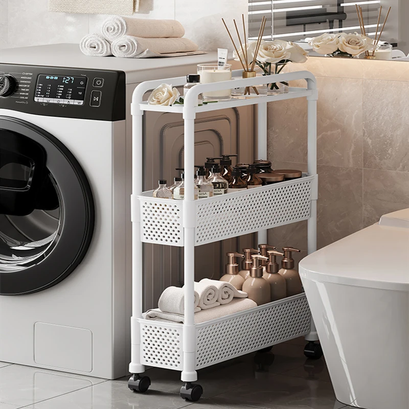 2/3/4-stöckiges Rollregal, Bewegliches Badezimmer-Eckregal, Küchen-Eckschrank-Regal, Rollender Aufbewahrungswagen