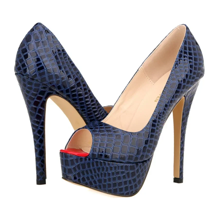 Cross-dresser Unisex Herren Pumps Queen Fashion Peep Toe Plateau High Heels 14cm Sexy Lackleder Schuhe Stilettos Große Größe