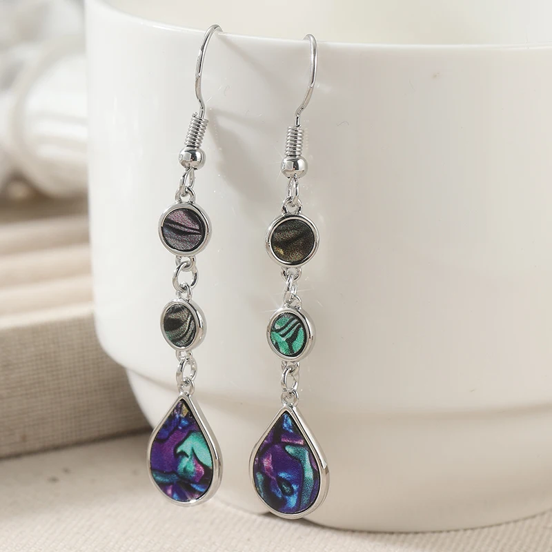 Kreative Wassertropfen-Ohrringe für Frauen, einzigartiges Farbverlaufsdesign, ästhetische Ohrringe, Charm-Schmuck. Image