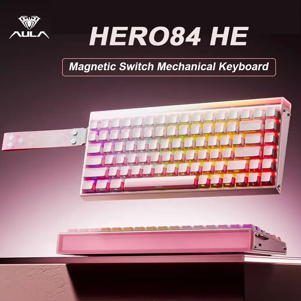 AULA HERO84 HE Kabelgebundene mechanische Tastatur mit magnetischem Schalter, Musikrhythmus, 8K Return Rate, RGB-Gaming-Tastatur für Computerzubehör Image