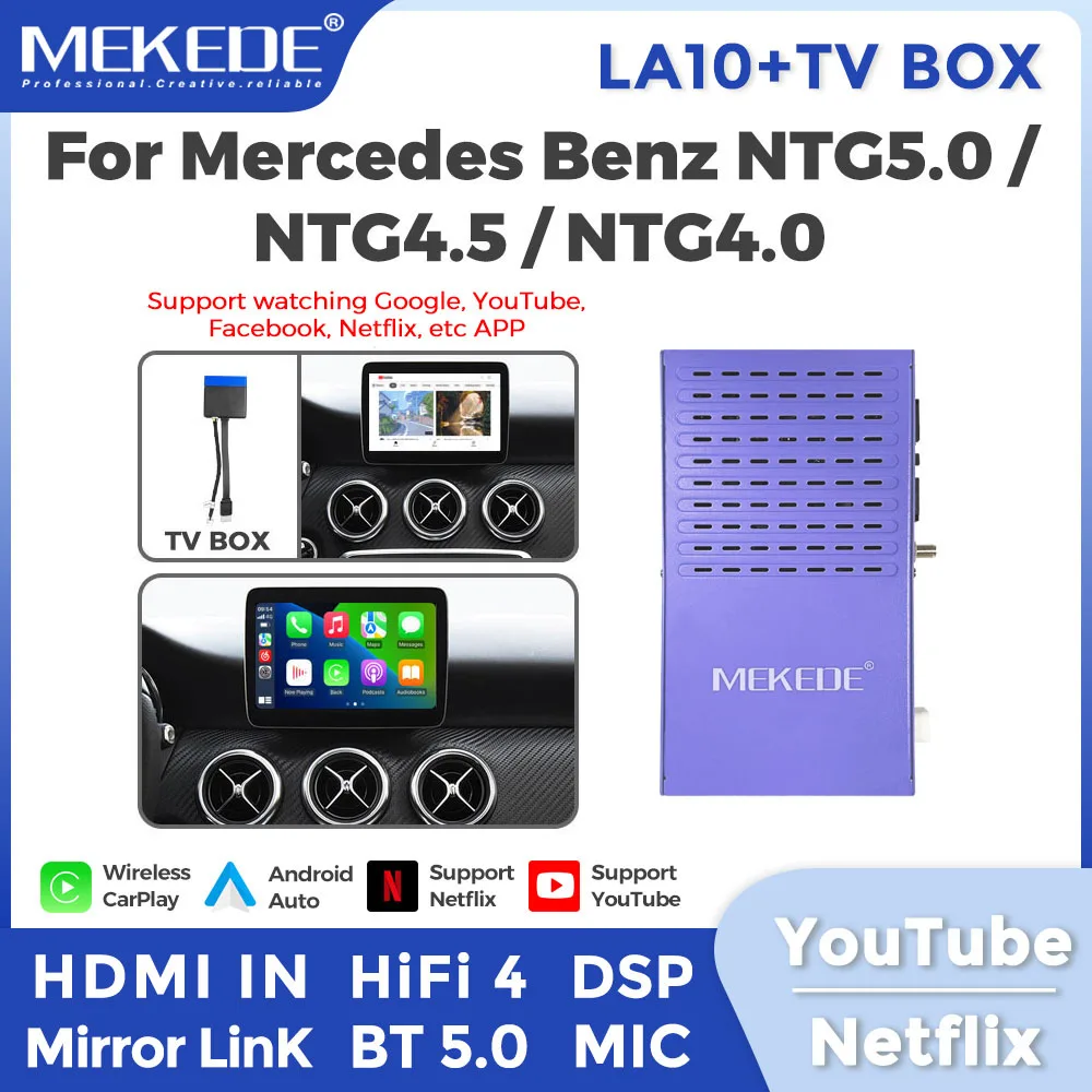 MEKEDE Kabelloses CarPlay Android Auto für Mercedes Benz A/B/CE/CLA/GLK/GLC W176 W204 W205 W212 W166 W156 W207 Auto-Upgrade TV-Box Image