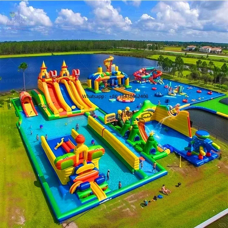 Heißer Verkauf: Riesige aufblasbare Wasserrutsche mit Becken, Schwimmbällen und aufblasbarem Wasserpark Image