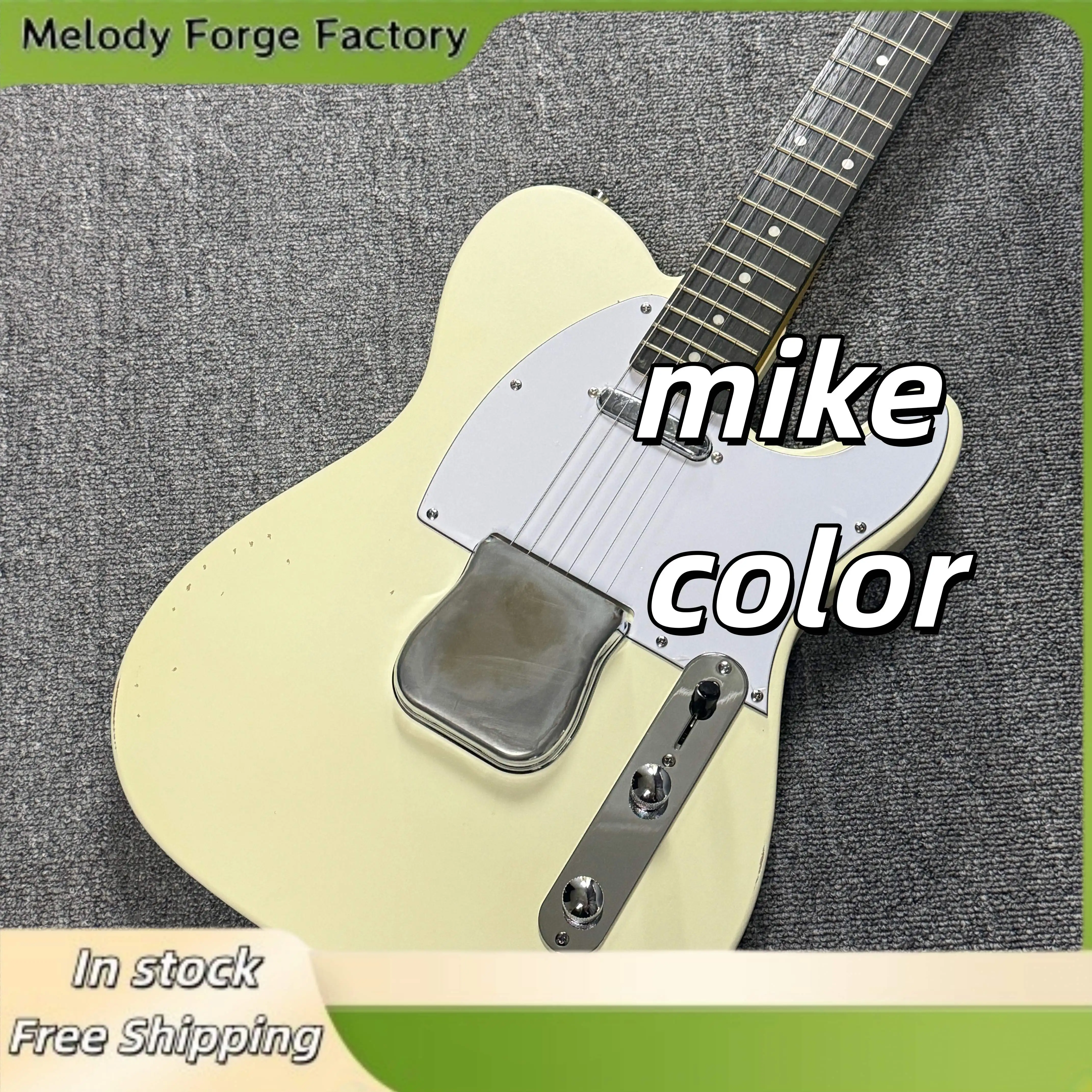 Cremegelbe TLE E-Gitarre Erlenholz-Korpus Palisander-Hals 22 Bünde 6 Saiten Aktives Mikrofon Image