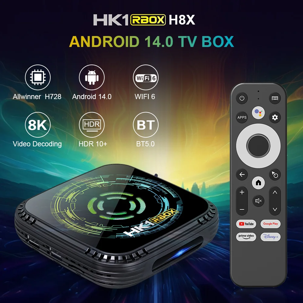 Transpeed Allwinner H728 Android 14 Sprachgesteuerte TV-Box 8K HDR10+ Dual WiFi6 BT5.0 32GB/64GB ARM Cortex-A55 Octa-Core 4K Set-Top-Box Image