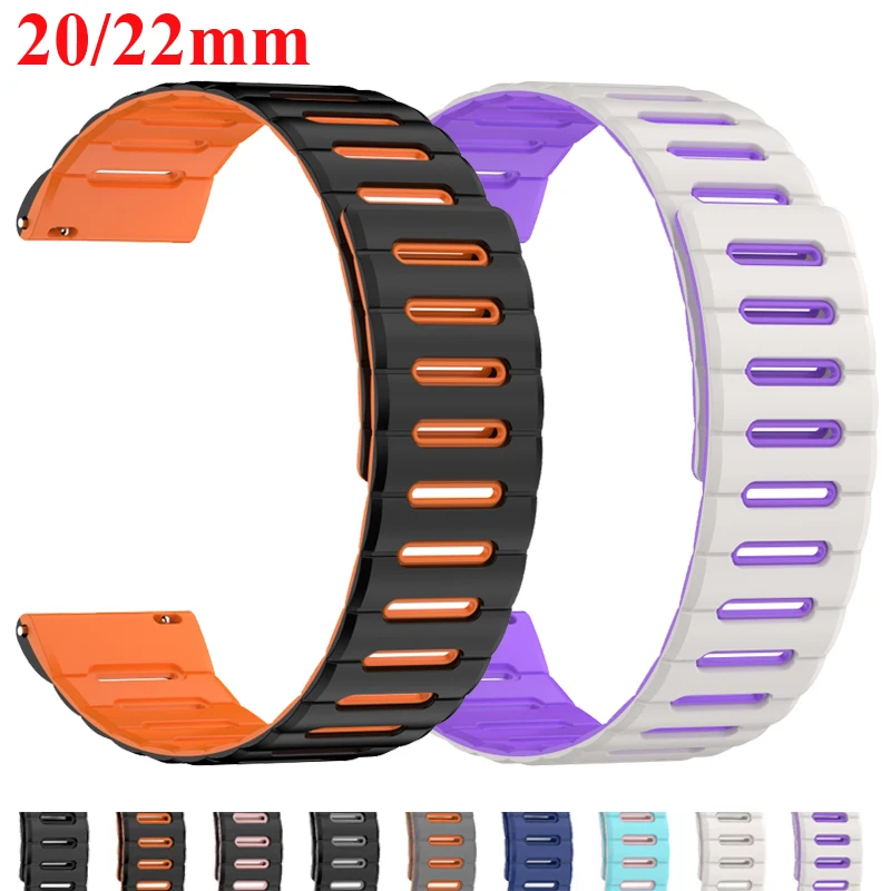 20 mm/22 mm Silikonarmband für Amazfit GTS/2/2e/3/4/GTS4 Mini/GTR 42 mm/47 mm/GTR2/3/4/Pro Stratos Bip Magnetarmband Sportarmband Image