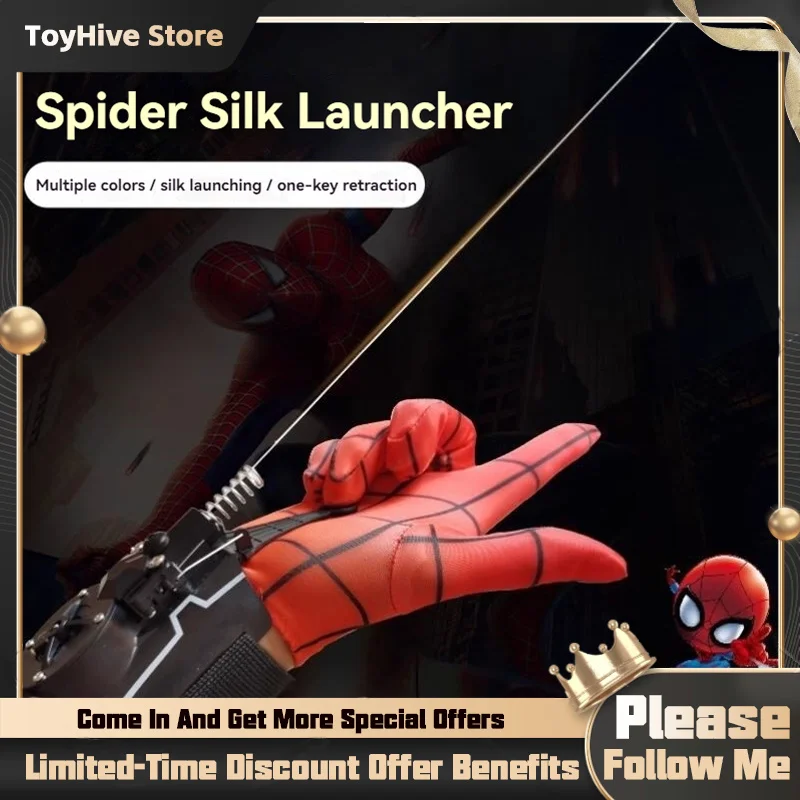 【Auf Lager】 Vollautomatischer Spiderman-Netzwerfer, Spinnenseiden-Launcher, Seilgerät, Cosplay-Spielzeug, Requisiten, Geschenke Image