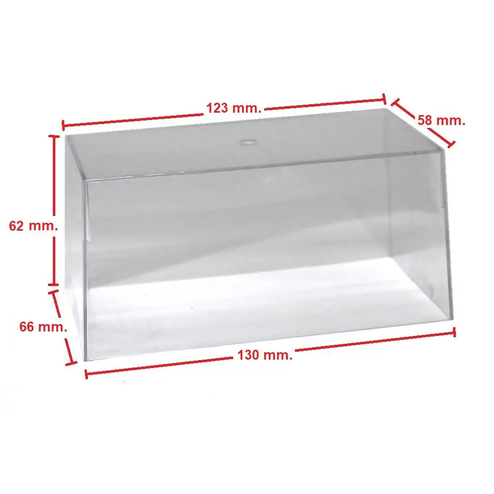 Urnen-Vitrine Transparente Methacrylat-Acrylbox für Ältere Modelle (Altaya, Rba, Autoplus), Ausstellung von Sammlerautos und Miniaturen im Maßstab 1:43, Abmessungen: 130 mm. (Länge) X 66 mm. (Breite) Image