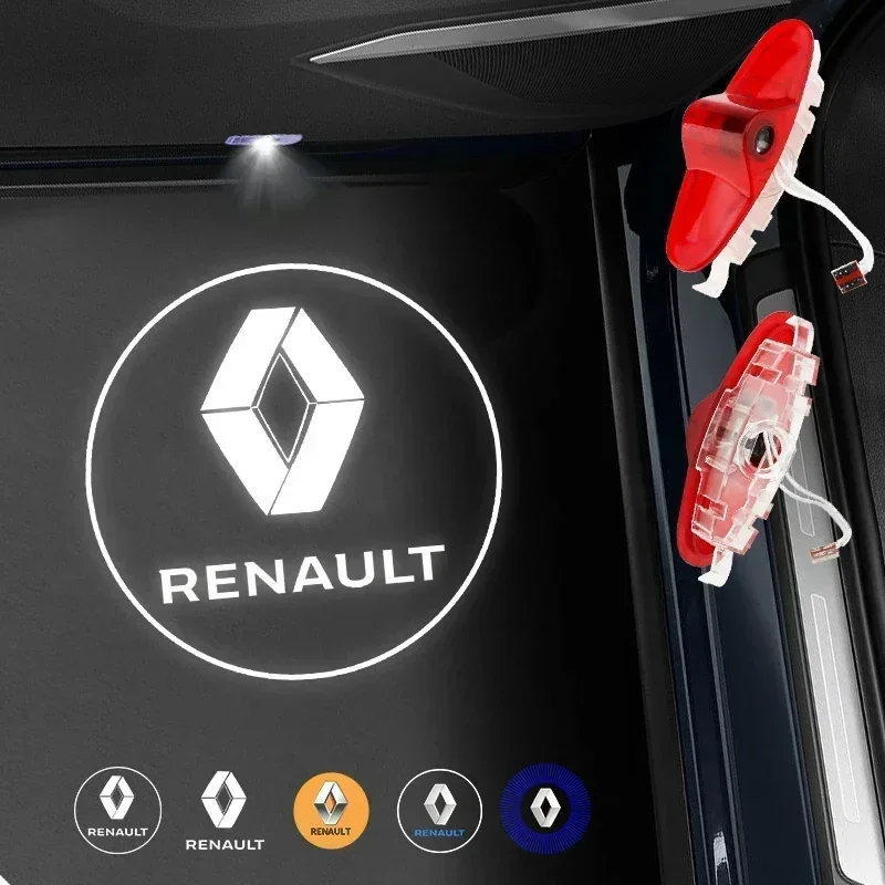 2 Pezzi Luci di Benvenuto a LED per Portiera Auto con Proiettore Logo per Renault Samsung QM6 SM5 L43 SM6 SM7, Lampada LED Effetto Ombra Fantasma, Accessori Auto