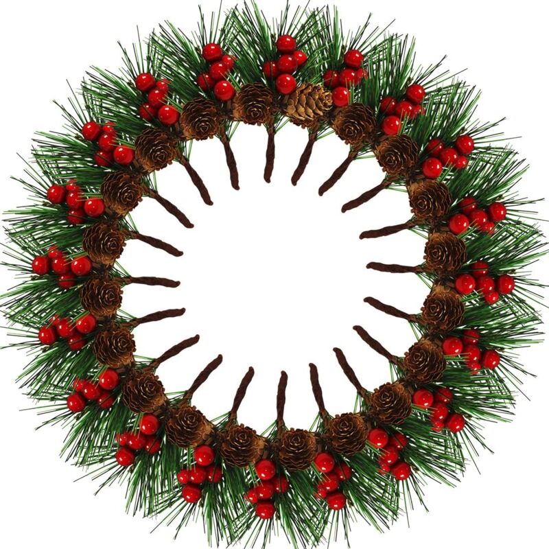 20 Pezzi Di Bacche Natalizie Artificiali, Rami Di Pino Artificiali, Aghi Di Pino, Pigne, Bacche, Per Decorazioni Della Tavola Di Natale, Decorazioni Per Feste Di Natale, Decorazioni Natalizie.