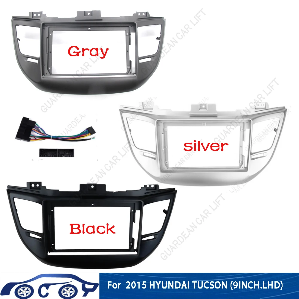 9 zoll Auto Radio Fascias Für HYUNDAI Tucson 2015 ~ 2017 Android Stereo Player 2Din Head Unit Panel Dash rahmen mit Kabel Image