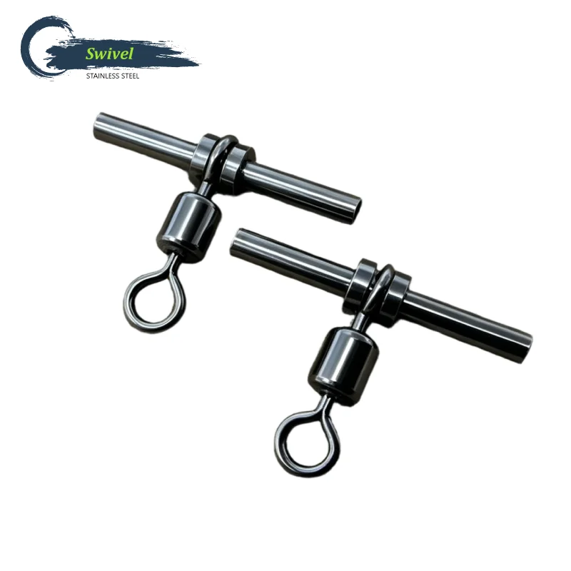 30/60 Stück T-förmige 3-Wege-Wirbel mit Crimp-Hülsen, Rollverbinder, Hochleistungs-Salzwasser-Angelausrüstung, Terminal-Tackle-Wirbel Image