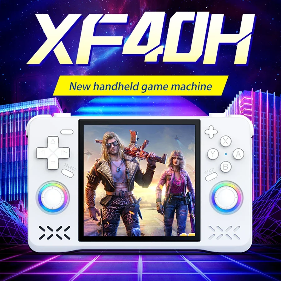 XF40H Retro-Handheld-Videospielkonsole, Linux-System, 4-Zoll-IPS-Bildschirm, tragbarer Mini-Handheld-Videoplayer, 64 GB 128 GB Spiele Image