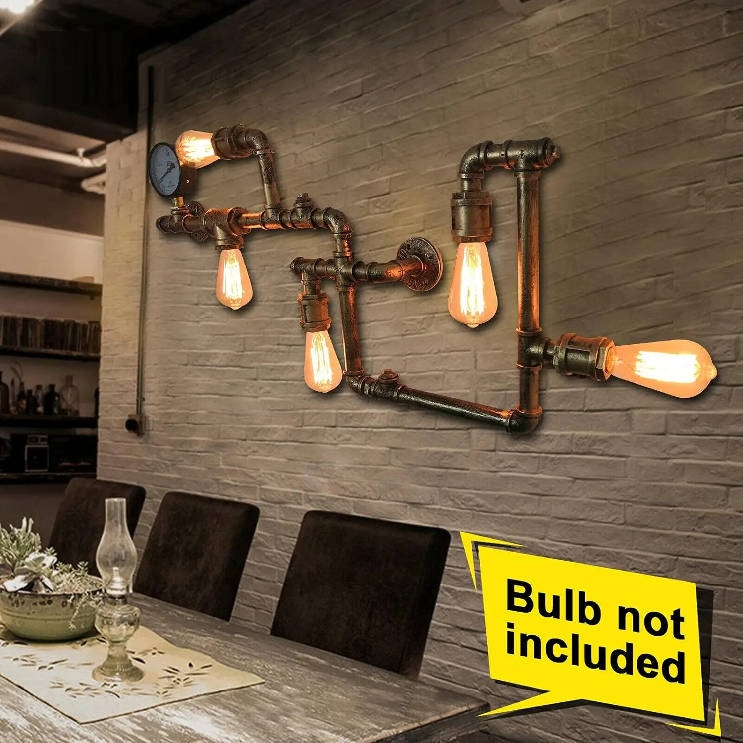 Retro Industrielle Wandleuchten im Wasserrohr-Design, Edison Wandlampe Vintage Steampunk, Industrielle Lampe Wandbeleuchtung Antik-Messing