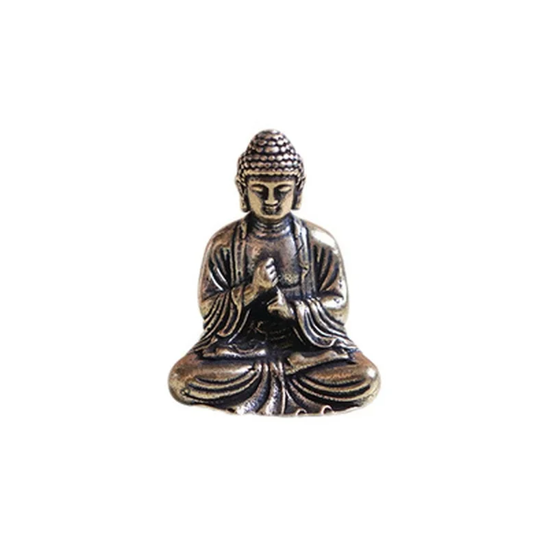Praktische Mini Tragbare Vintage Messing Buddha-Statue, Sitzender Buddha als Taschenfigur, Skulptur für Zuhause und Büro, Dekorative Schreibtisch-Ornamente