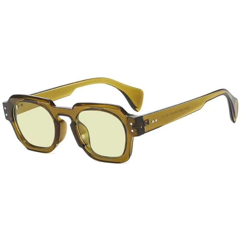 Vintage quadratische Sonnenbrille für Damen und Herren, rechteckige Sonnenbrille, ovale Sonnenbrille für Damen und Herren Image