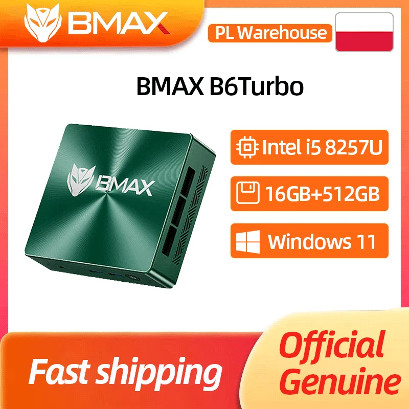 Mini-PC BMAX B6 Turbo Intel Core i5 8257U Windows 11 Pro 16 GB RAM 512 GB SSD Ethernet 1000 Mbps HDMI USB DP Bluetooth Computer Minipc