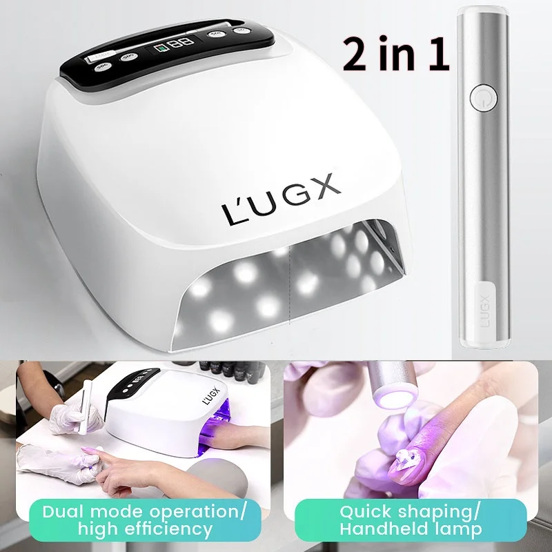 LUGX Nageltrockner-Lampe 2-in-1 Hybrid Induktiv Aufladbar/Netzanschluss Großer Trocknungsbereich Schnelltrocknende UV-LED-Härtungslampe für Nagellack Image