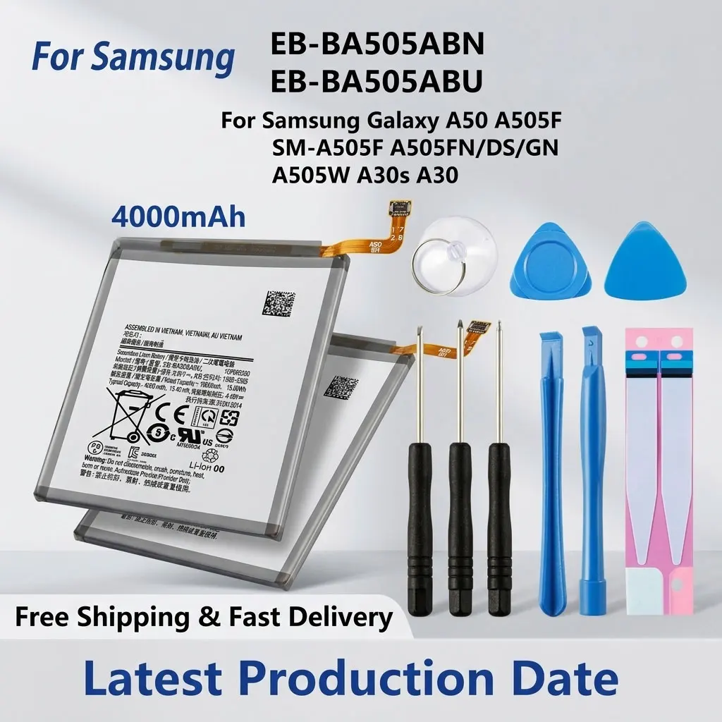 4000 mAh Ersatzakku EB-BA505ABN EB-BA505ABU für Samsung Galaxy A50 A30 Serie A505F A505FN/DS/GN A505W mit Werkzeug Image
