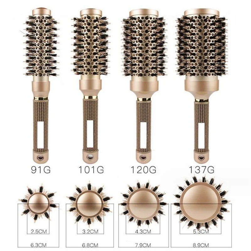 Professionelle 4PCS Runde Haar Pinsel Friseur Curling Haar Pinsel Keramik Barrel Kamm Für Fön Salon Styling Werkzeuge Image