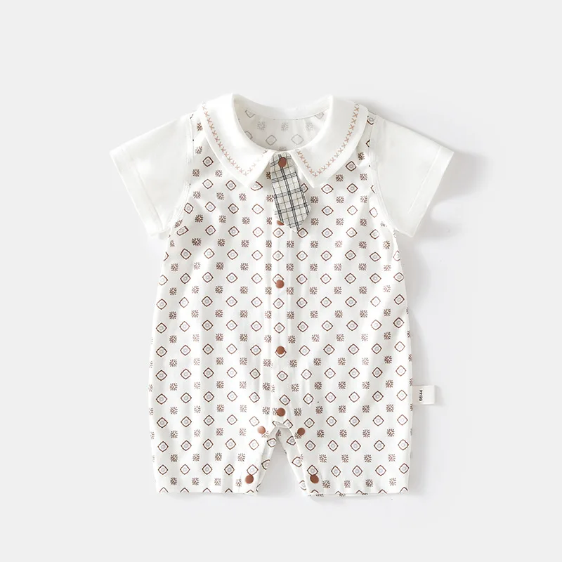 Baby Sommer Eiskalt-Baumwoll-Kurzarm-Strampler Neugeborenen-Bodysuits ohne Nähte Klimaanlagen-Kleidung Kleinkind-Kletteranzüge Image
