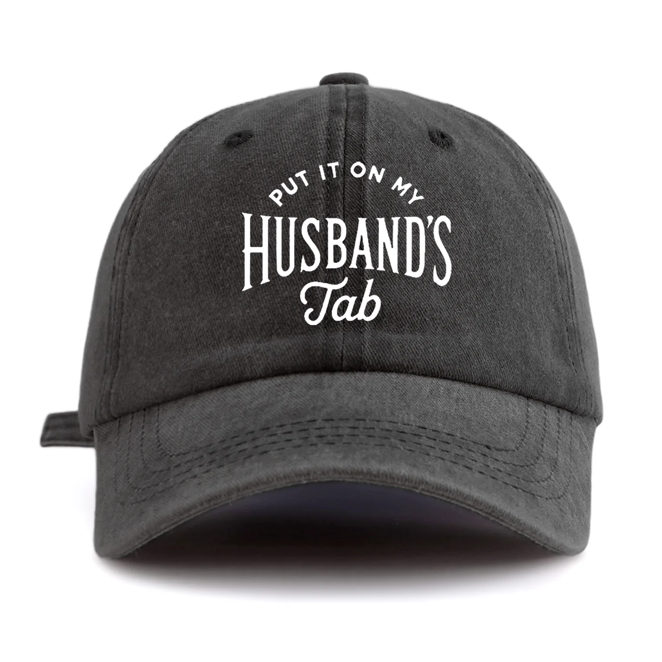 Unisex-Baseballkappe mit Aufdruck „Put It On My Husband's Tab“, gewaschene Retro-Vintage-Dad-Mütze, erhältlich in verschiedenen Retro-Farben, Sonnenhut Image