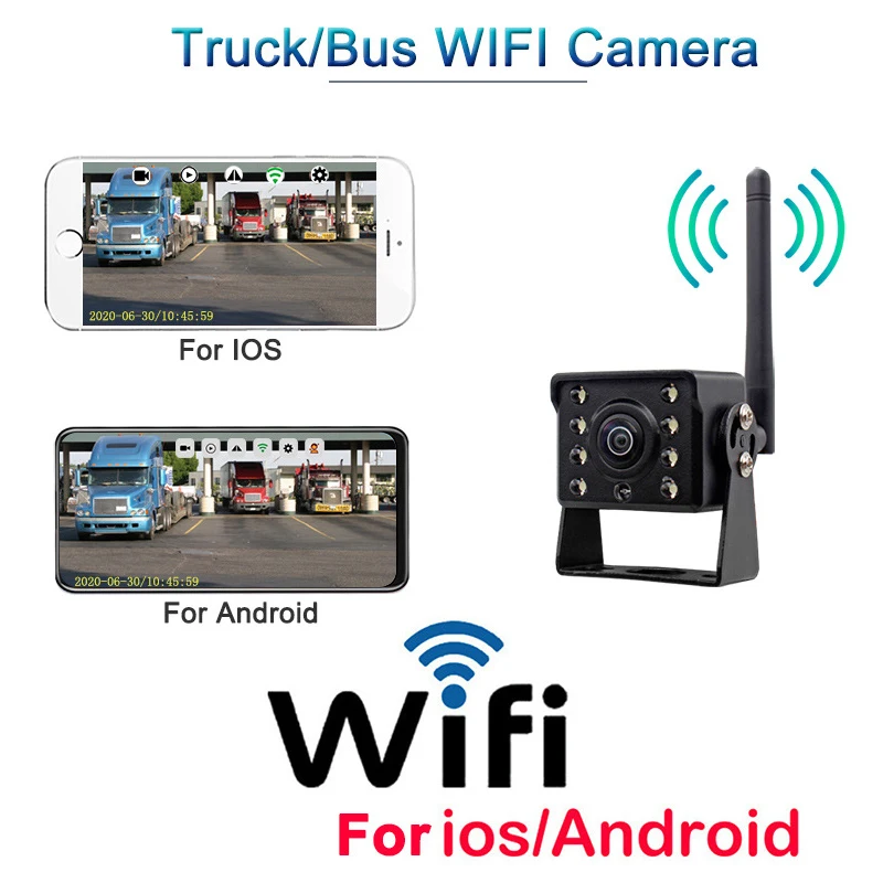 HD Truck Rückfahrkamera Drahtlose Rückfahrkamera WiFi Rückfahrkamera 170 ° Weitwinkel-Nachtsichtkamera für Bus- und LKWs, wasserdicht Image