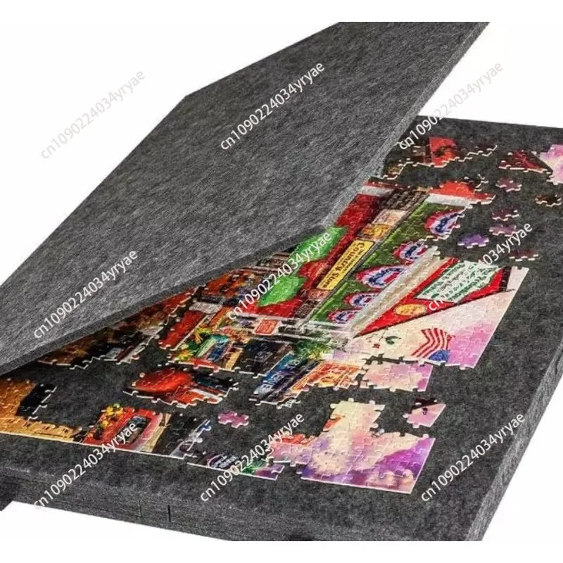 Puzzle-Tisch, Kinder-Filz-Puzzlebrett mit Ständerabdeckung, 6-Schubladen Tragbarer Filz-Puzzletisch