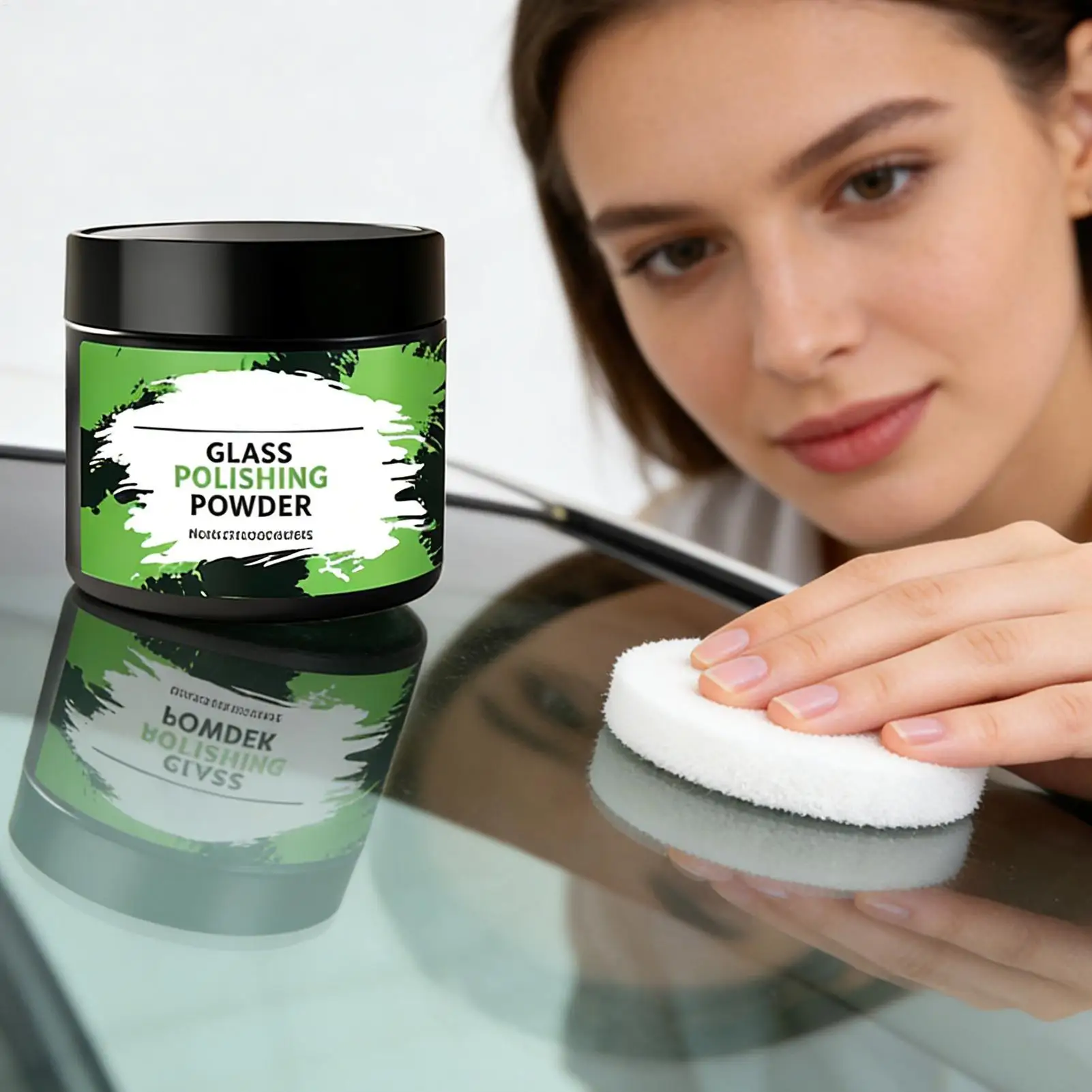 Super-Glaspolierpulver. Stellt die Glasklarheit wieder her. Polieren für mehr Glanz. Pulver zur Reparatur von Glaskratzern. Nanoskalige Kratzreparatur. Image