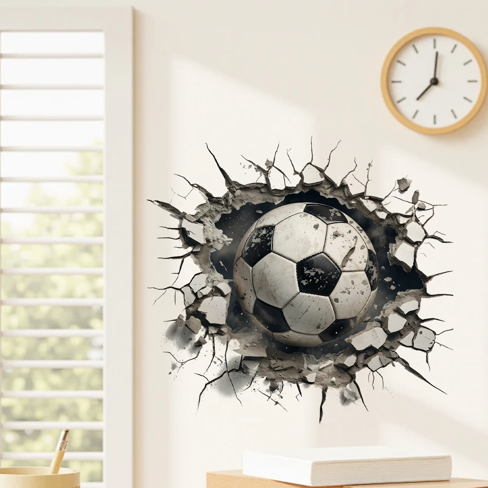 3D-Visueller Effekt Fußball-Themen Wandaufkleber, Geeignet zur Raumdekoration, Exquisite Wandsticker für das Wohnzimmer