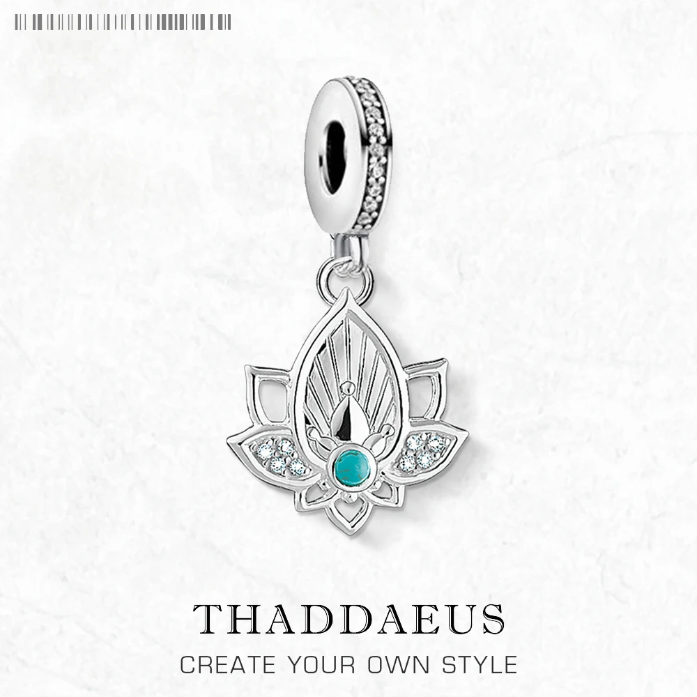 Trendy Buddhismus Lotus Anhänger Charme Für Frauen Minimalistischen 925 Sterling Silber Türkis Geschenk