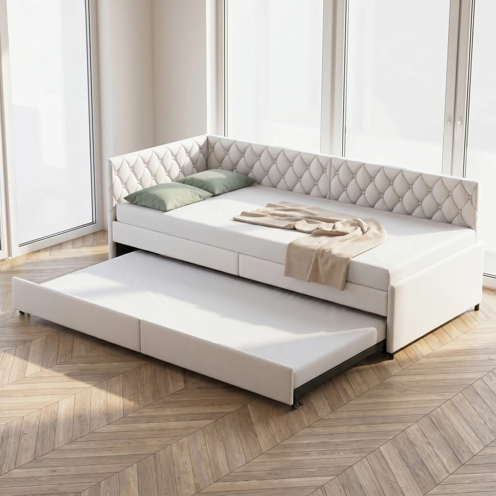 Schlafsofa 2-Sitzer 90x200, umwandelbares Schlafsofa gepolstert mit Lattenrost, NIT-Betten