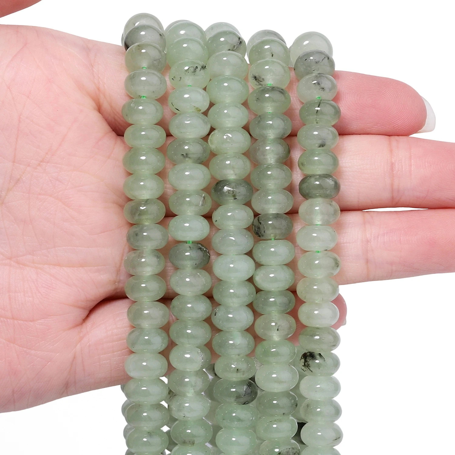 5x8mm Rondelle Naturstein Prehnit Jade Perlen Abacus Spacer Perlen für Schmuckherstellung DIY Armbänder Zubehör 15'' Image