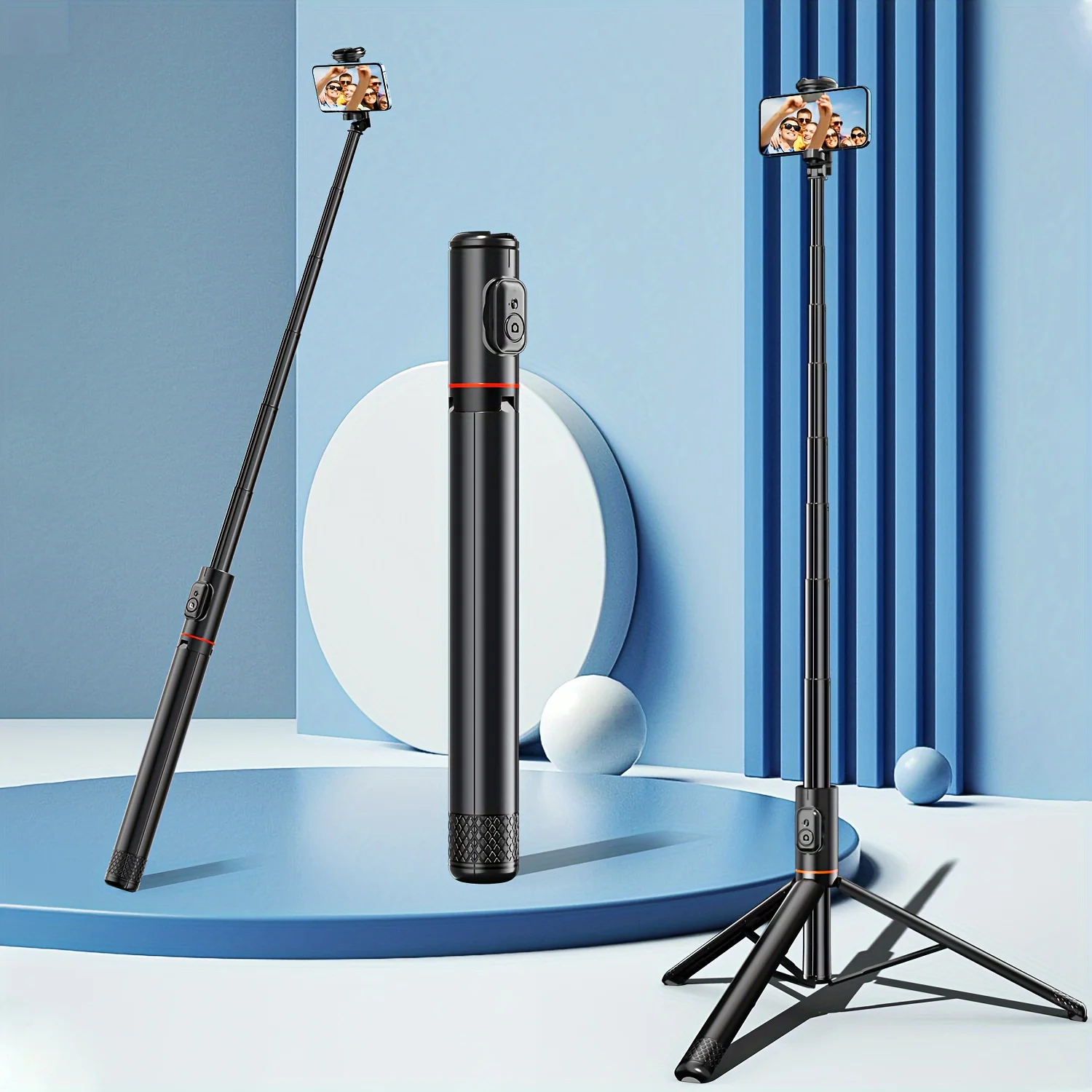 180 cm Selfie Stick Stativ Aluminium Smartphone Stativ All-in-1 Ausziehbares Telefon Stativ für Videoaufzeichnung/Selfie/Vlog Image