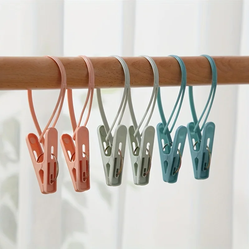 12 Stück Kleine Wäscheklammern, Reise-Kleiderbügel, Reise-Handtuch- und Socken-Kleiderbügel, Plastik-Wäscheklammern, Haushalts-Wäscheklammern Image