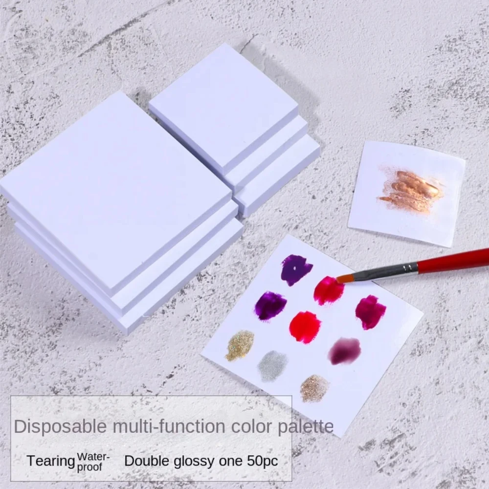 Großes 7,6 x 7,6 cm großes, reißbares, praktisches Einweg-Nageltönungspapier zum Mischen von Nagelgel, beidseitig verwendbar, 50 Stück Image