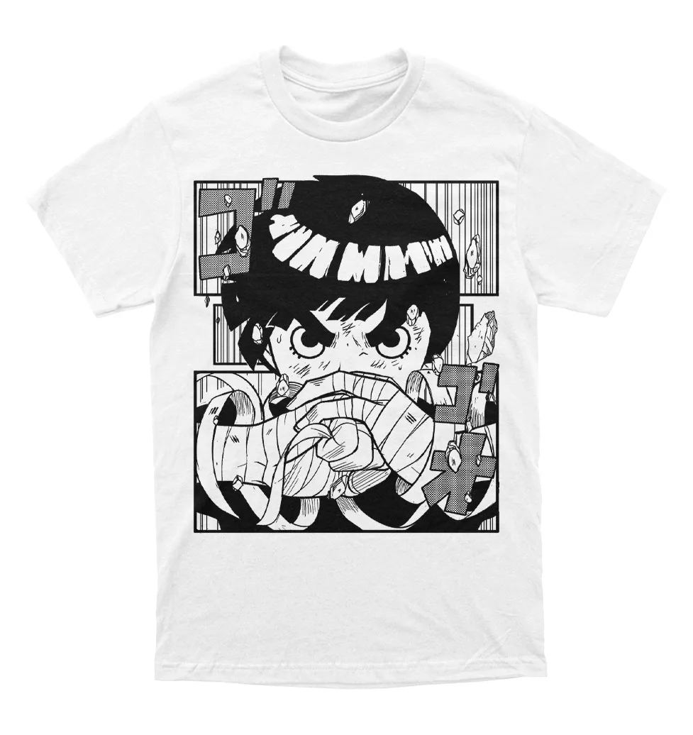Naruto Rock Lee Intense Training Manga Panel Grafik T-Shirt Herren Damen Anime Casual Baumwolle Streetwear Fans Top Image