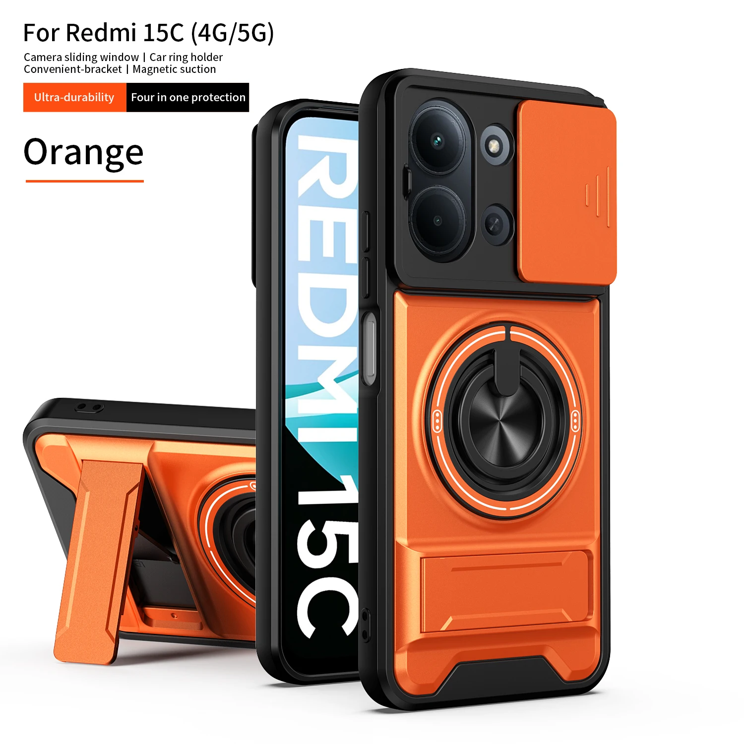 Für Xiaomi Redmi 15C Hülle Redmi 15C 4G 5G Cover Handyhülle Magsafe Magnetischer Klapphalter Militärische Panzerung Kameraschutz-Abdeckung Image