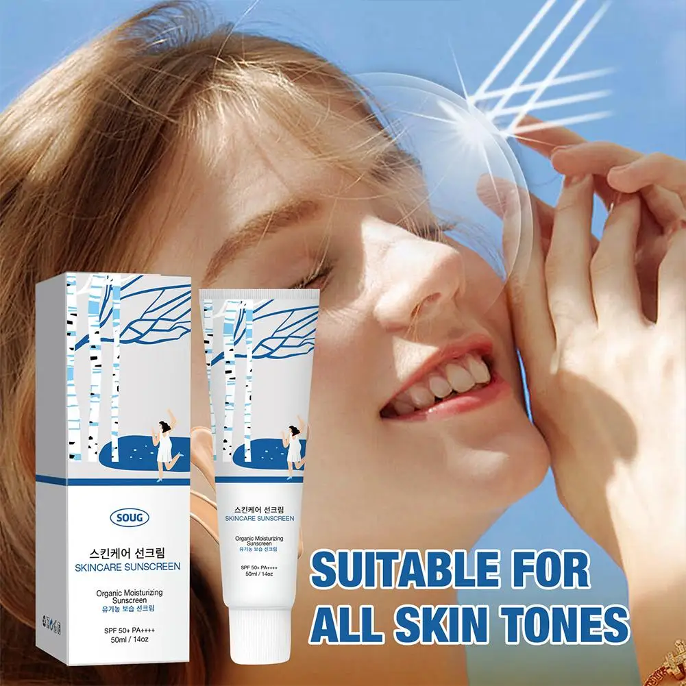 SOUG SPF50+ PA++++ Organische Feuchtigkeitsspendende Sonnencreme, Leichte UV-Schutzcreme mit Hyaluronsäure für Alle Hauttypen Image