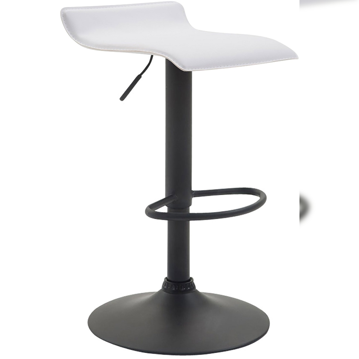 Décoshop26 - Barhocker x1 minimalistisches Design höhenverstellbar Fußstütze weißes PVC und schwarzes Metall 10_0005613 Image
