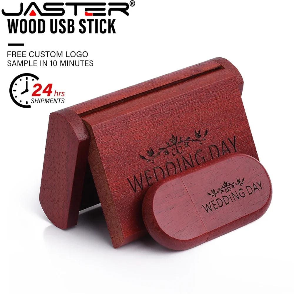 JASTER USB-Flash-Laufwerk aus rotem Holz, 128 GB, 1 Stück, kostenloses Logo, Memory Stick 64 GB, Fotografie-Studio-Stick, 32 GB, U-Disk, 16 GB, Hochzeitsgeschenk Image