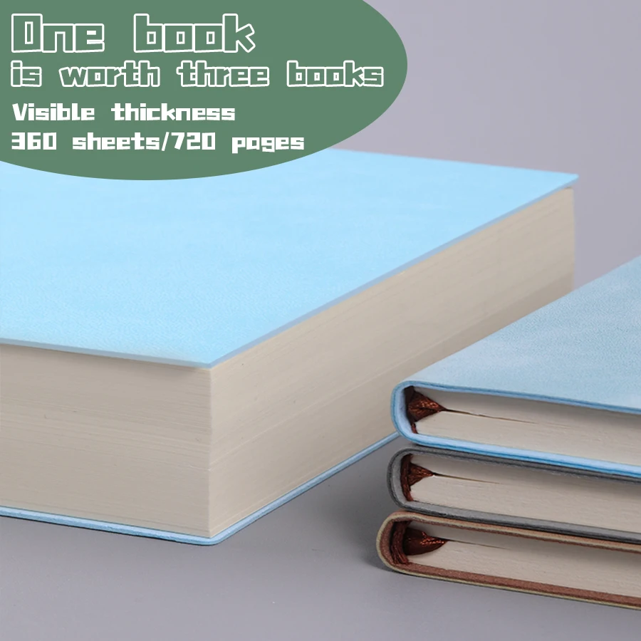 720-seitiges, ultradickes, leeres Skizzenbuch mit Innenseite, PU-Einband, minimalistisches Design, klein und frisch, DIY-Büro/Malerei Image