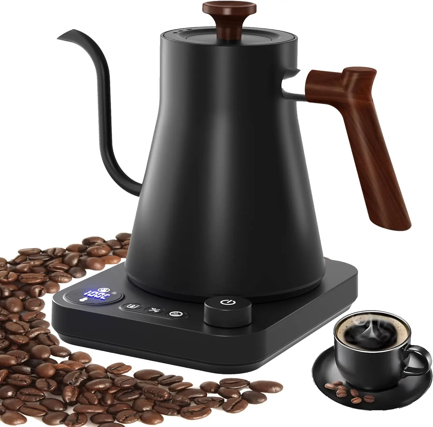 Elektrischer Schwanenhals-Wasserkocher, 900 ml, Handbrauen, Kaffeekanne, intelligente Teekanne, Temperaturregelung, Topf, schnelles Aufheizen, Wasserkocher, 110 V/220 V Image