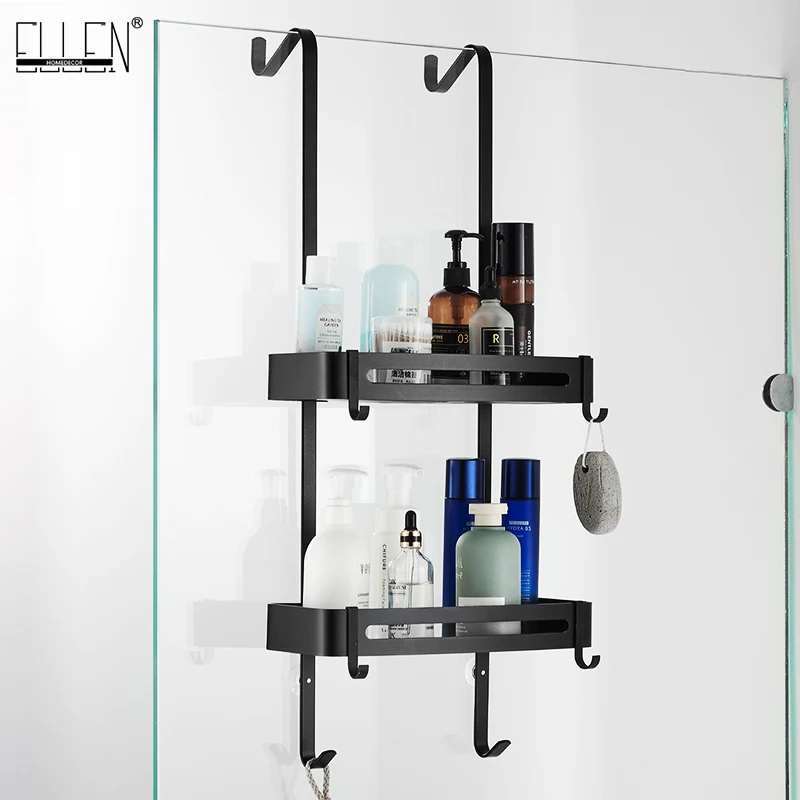 Schwarz Hängende Bad Regale Bad Regal Organizer Nagel-freies Shampoo Halter Lagerung Regal Rack Bad Korb Halter EL5018