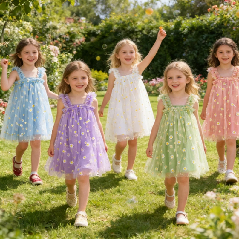 KEAIYOUHUO Sommer Baby Mädchen Kleider Kinder Sling Daisy Gedruckt Kleid Für Kleinkind Mädchen Prinzessin Hochzeit Geburtstag Outfits Image