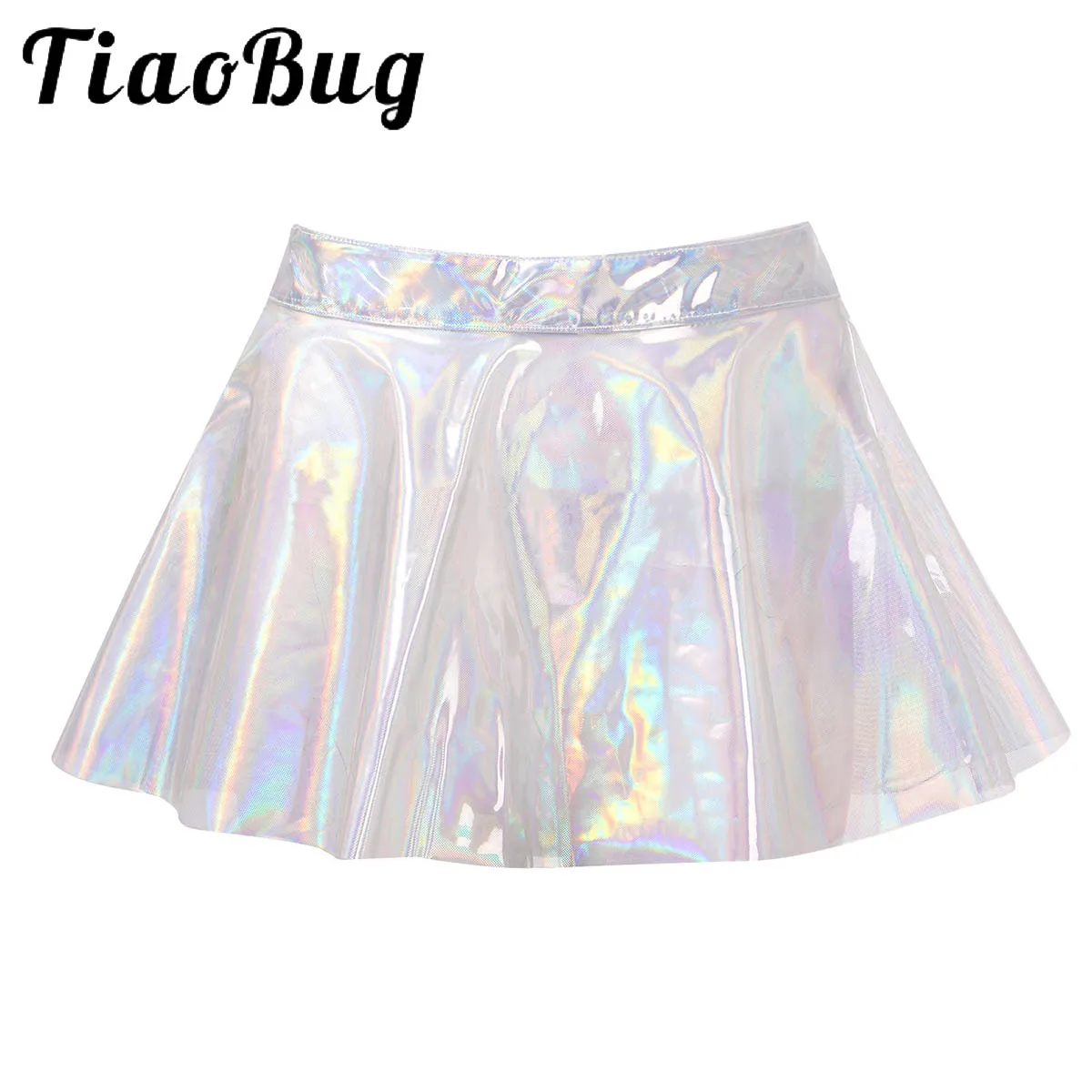Sexy Club Rave A-Linie Minirock E Girl Punk Fairy Damen glänzend glänzend hohe Taille Reißverschluss hinten durchsichtiger ausgestellter Rock Streetwear Image