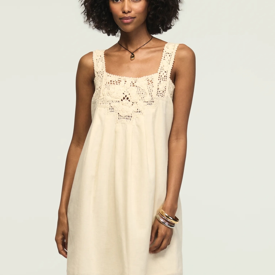 Lucky Brand Crochet Shift Mini Dress - Women's Clothing Dresses Mini Dress in Cream, Size M